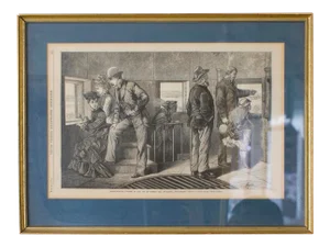 Late 19th Century "Visitors to Bunker Hill" Reproduction Print, Framed