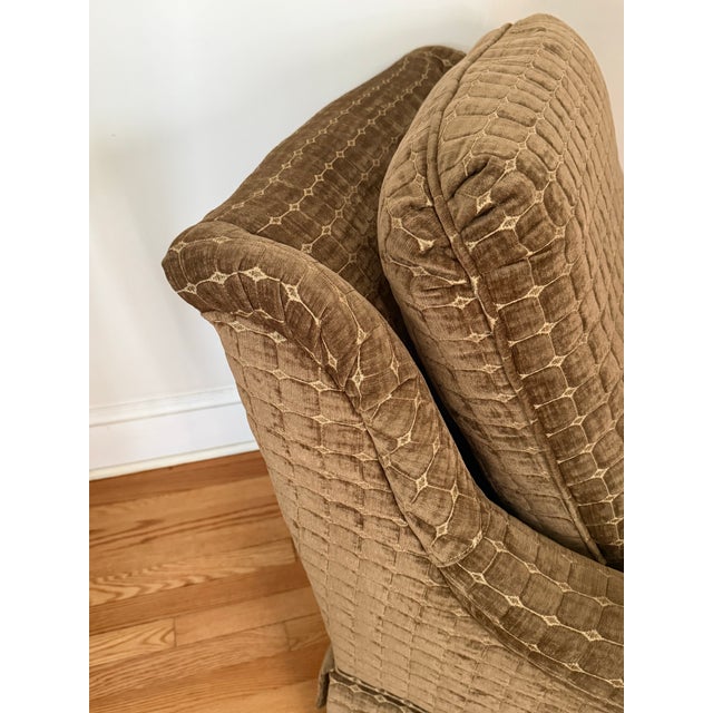 2000 - 2009 Contemporary Brown Chenille Custom Upholstered Club Chair For Sale - Image 5 of 11