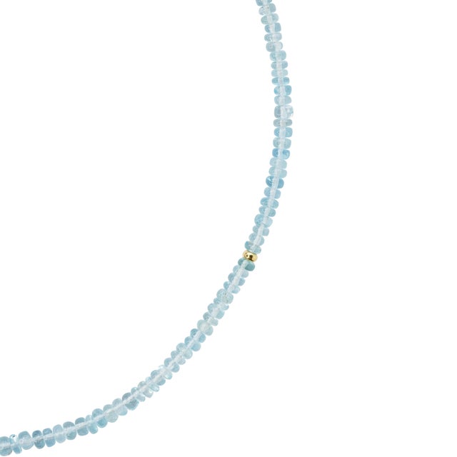 Metal Birthstone March Aquamarine Necklace 18k Gold For Sale - Image 7 of 7
