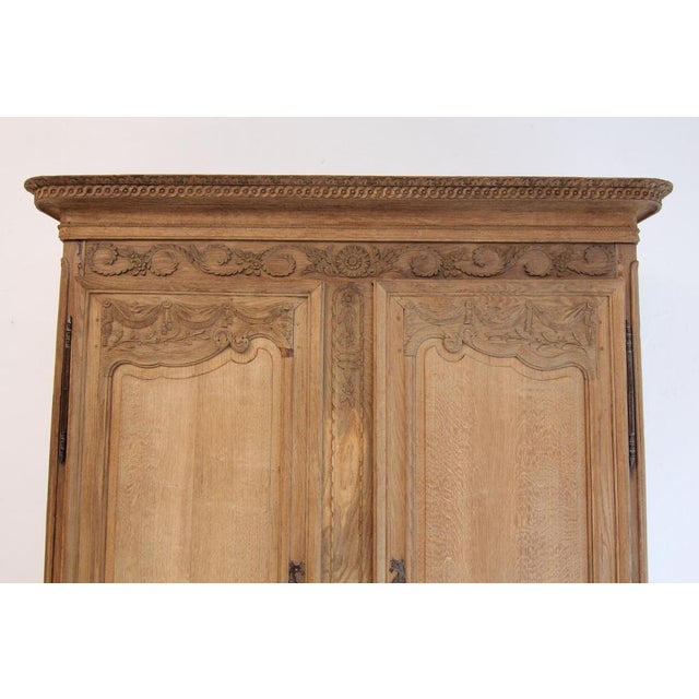 French Provincial Bleached Oak Armoire or Wardrobe, Early 19th Century For Sale - Image 15 of 18