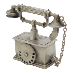 Vintage Italian Silver Old Phone Figurine Miniatura Arezzo Tuscany 1980s 1990s
