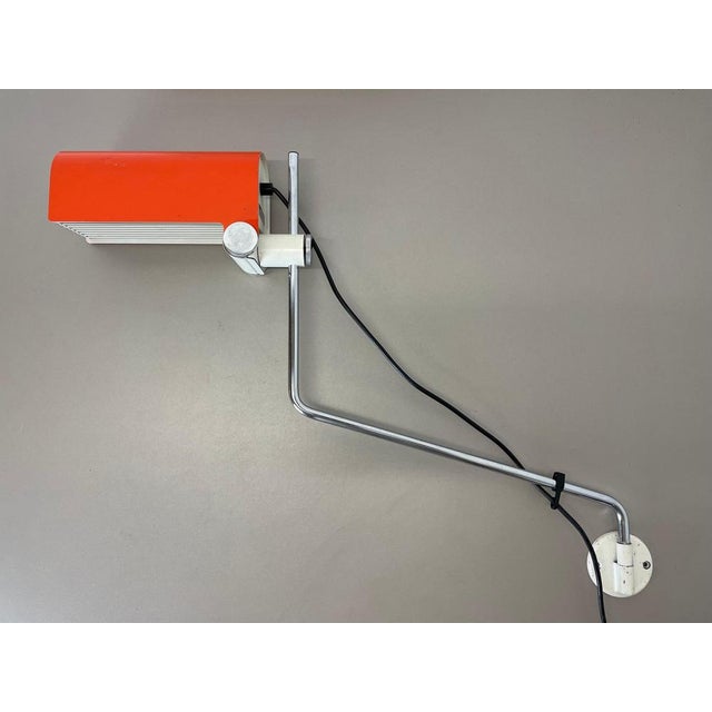 Adjustable Orange Metal Wall Light attributed to Wilhem Braun-Feldweg Doria Light, Germany, 1970s For Sale - Image 4 of 18