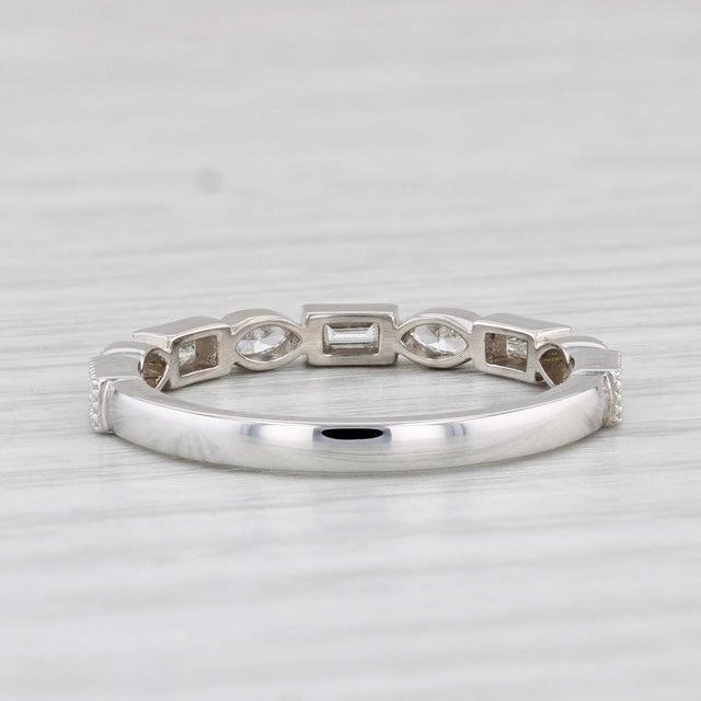 New 0.37ctw Diamond Ring 14k White Gold Size 6.5 Stackable Wedding Band For Sale - Image 4 of 8