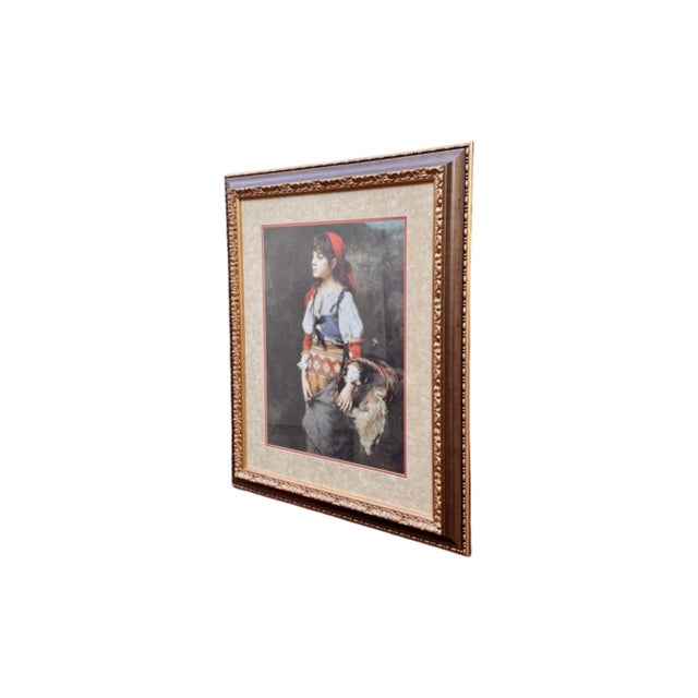 1980s Alexei Harlamoff Framed Reproduction Print "A Pretty Peasant Girl" For Sale - Image 4 of 7