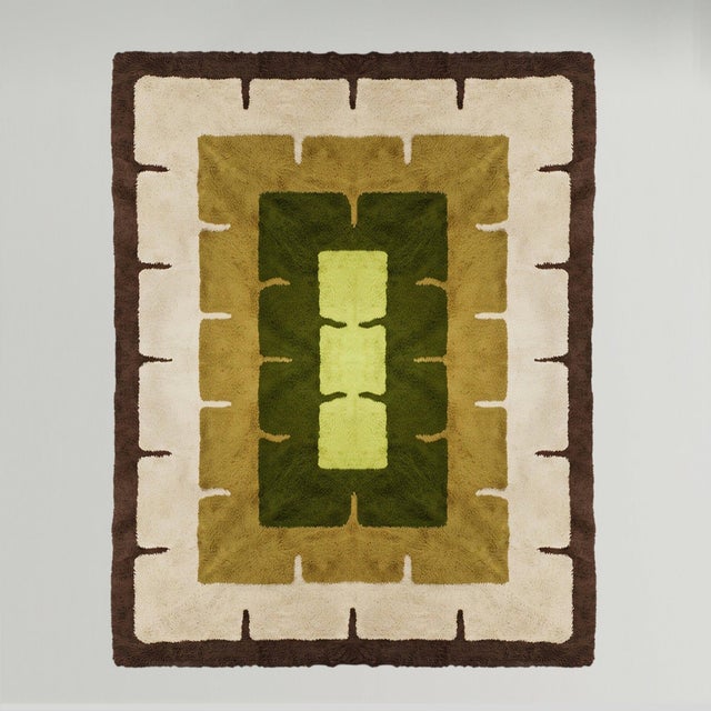 Space Age Geometric Rug in Wool, Italy, 1970s For Sale - Image 4 of 14
