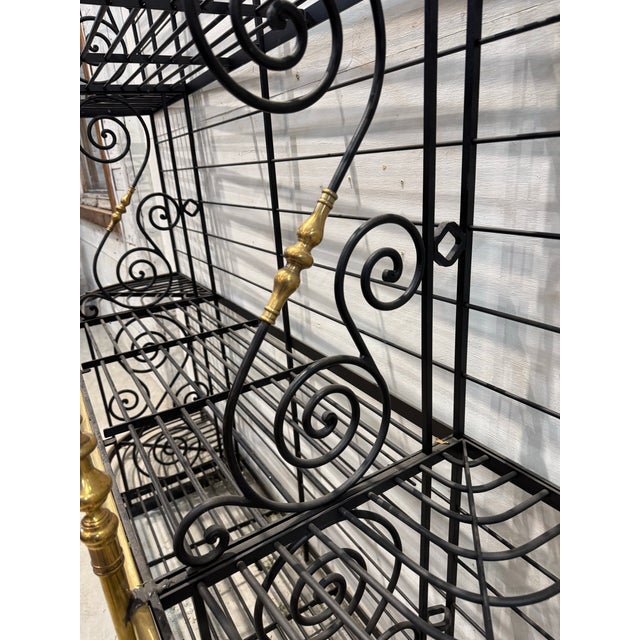 Metal Vintage 1920’s French Brass & Wrought Iron Baker’s Rack For Sale - Image 7 of 12