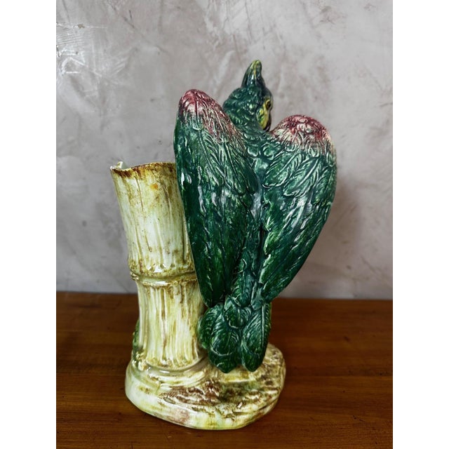 Green Vintage Ceramic Parrot Vase, 1920s For Sale - Image 8 of 17