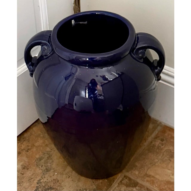 Pottery Barn Vintage Cobalt Blue Ceramic Floor Vase in the Style of Pottery Barn For Sale - Image 4 of 8