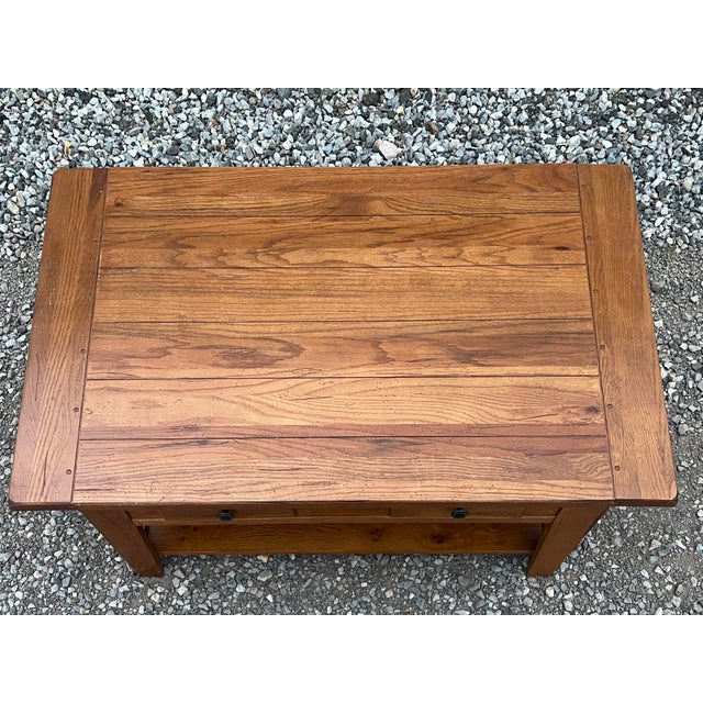 Broyhill Attic Heirlooms Farmhouse Oak Coffee Table For Sale In New York - Image 6 of 10