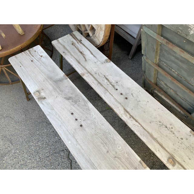 Mid 20th Century Vintage India Teak & Iron Bench For Sale - Image 5 of 8