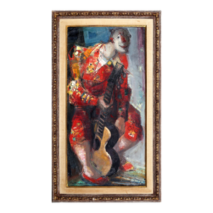 Harlequin, Signed Figurative Oil Painting by Rodolphe Caillaux