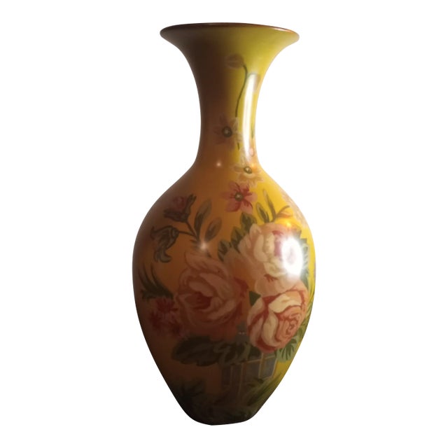 Toyo Hand Painted Ceramic Vase by Raymond Waites For Sale