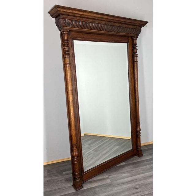 French Wall Mirror with Ornate Carved Oak Frame For Sale - Image 9 of 9