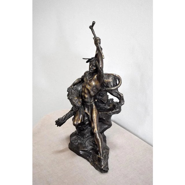 Brown Bronze of a Warrior, 1970s For Sale - Image 8 of 11