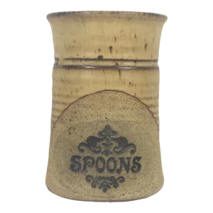 Vintage Studio Pottery “Spoons” Holder Kitchen Stoneware Container