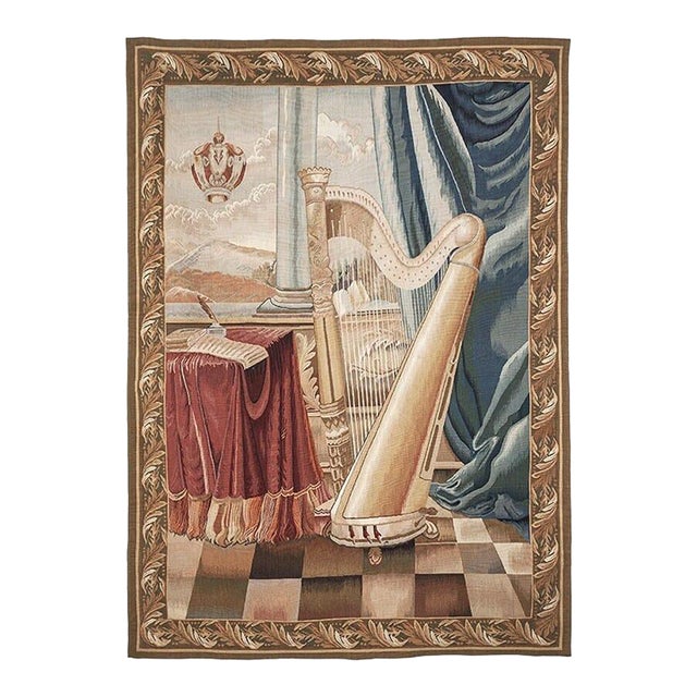 The Harp Handwoven Tapestry - 208 X 147 Cm (6'10" X 4'10") - Requires Rod Size 4 For Sale