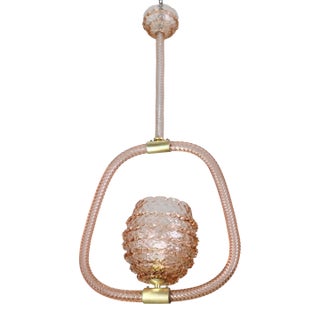 1940s Amazing Pink Art Deco Barovier E Toso Chandelier, Glass Murano For Sale