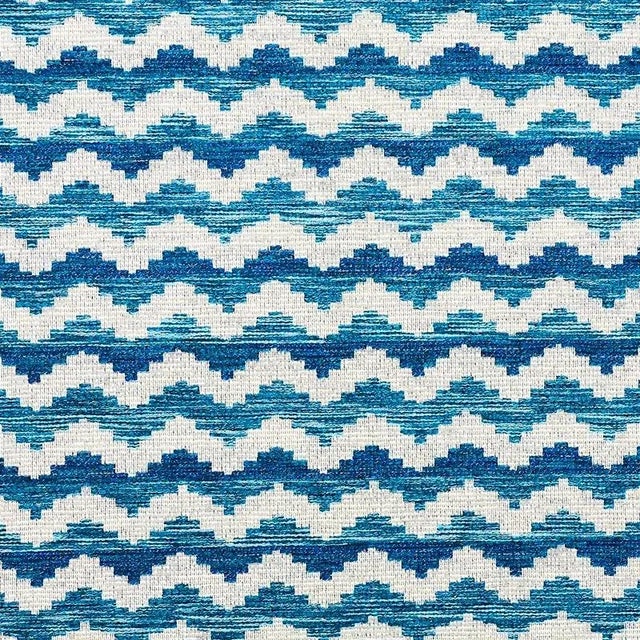 Sample - Schumacher Roebuck Performance Fabric in Blue For Sale