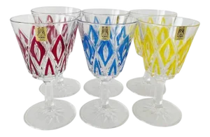 Vintage Champagne Glasses Harlequin from VMC France, Reims, 1960s New, Set of 6