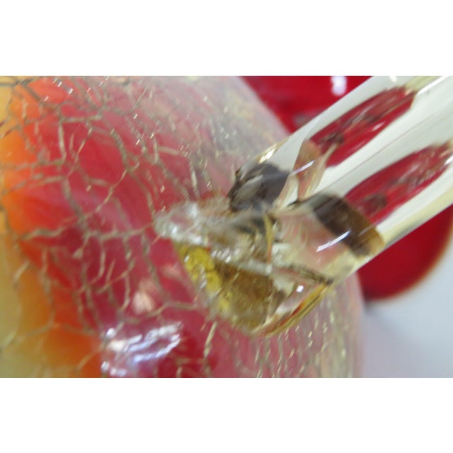 Mid Century Crackle Glass Amberina Small Pitcher Vase For Sale - Image 12 of 12