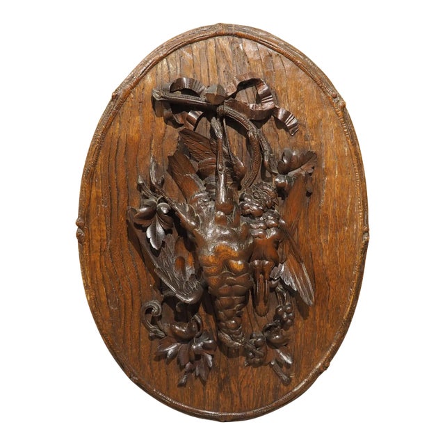 19th Century French Oval Black Forest Game Plaque With Bark Trompe L’Oeil For Sale