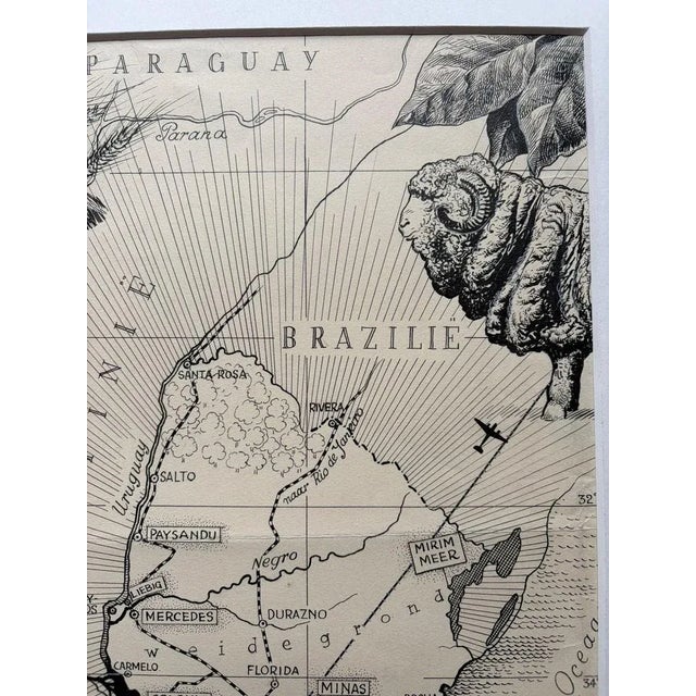 Paper Art Deco Map of Uruguay by Charles Burki, 1948 For Sale - Image 7 of 9