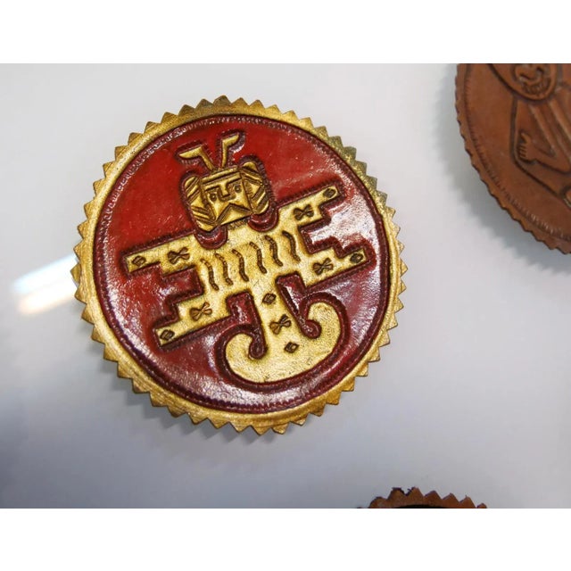 Peruvian Leather Plaques, 1950s, Set of 8, in Flawless conditions. Designed 1950 to 1959