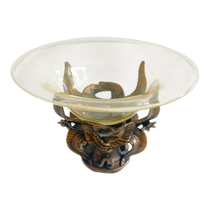 1980s Modern Bronze & Murano Glass Centerpiece, Venturi Arte Foundry, #21/500