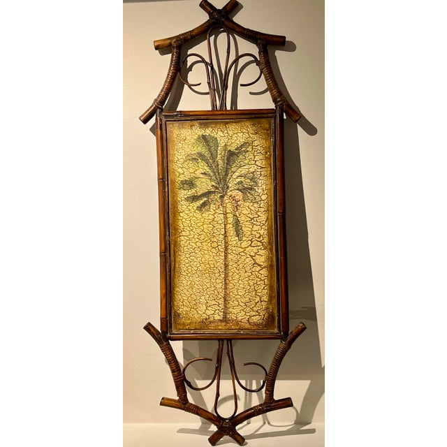 Vintage Bamboo Framed Palm Tree Wall Art For Sale - Image 9 of 11