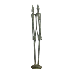 Vintage Dogon Bronze Female /Male Figures Sculpture Giacometti Style Mali 18" H