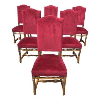 19th Century Antique French Louis XIII Style Os De Mouton Dining Chairs - Set of 6 For Sale