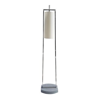 Vintage Modern Floor Lamp in Stainless Steel W/ Shade For Sale