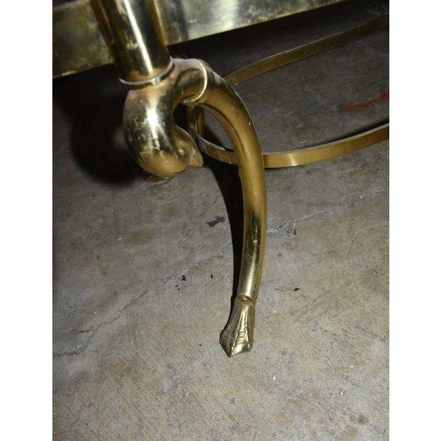 Brass 1960s Vintage Hollywood Regency Brass Swan Glass Coffee Table – Mid Century Oval For Sale - Image 8 of 10