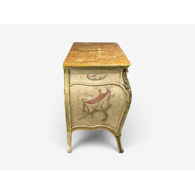 Beige Venetian, Chinoiserie Bombé Commode, Beige Painted, Faux Marble, Italy, 1920s For Sale - Image 8 of 18
