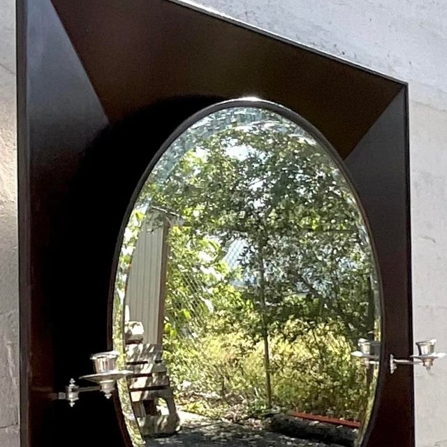 Vintage Contemporary Ebony Candlestick Mirror For Sale - Image 12 of 13
