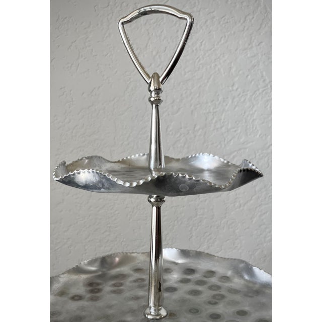 Mid 20th-Century Hand Forged Aluminum “Atomic” Swirl Design Three-Tier Centerpiece Tray For Sale - Image 15 of 18