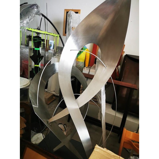 Elastic steel sculpture "spazialista" signed: a.s. 1969 italy. The sculpture is important and of great artistic and...