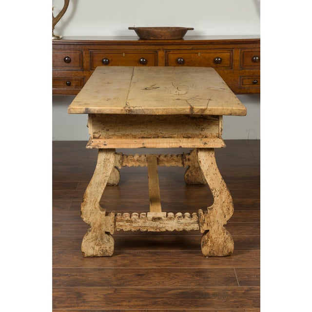 Baroque Spanish Baroque Style Bleached Walnut Trestle Base Farm Table, circa 1820 For Sale - Image 3 of 12