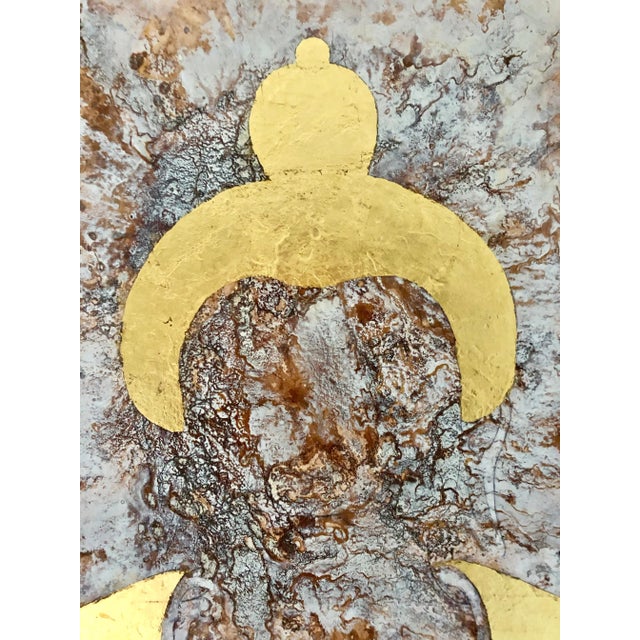 Contemporary Sax Berlin Golden Buddha: Oil and Gold Leaf on Canvas 2013 For Sale - Image 3 of 7