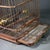 Brown Antique Rosewood Birdcage With Gemstone Inlay and Porcelain Feeders For Sale - Image 8 of 9