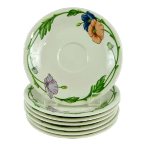 1980s Villeroy & Boch Amapola Saucers - Set of 7