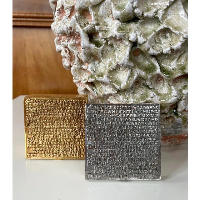 Silver Silvered Bronze Box with Relief Cast Poem by Line Vautrin For Sale - Image 8 of 13