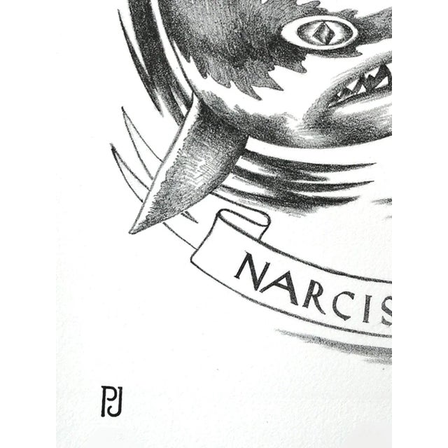 Lithographic print / black ink printed on 240gr johanot paper. Can a shark fall in love with its image in a reflection? a...