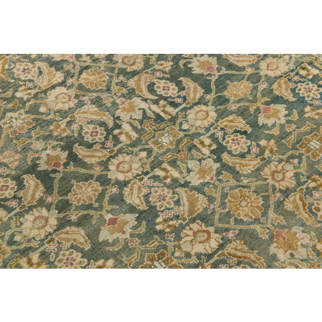 6x9 Antique Agra Style Wool Rug in Muted Sage Green, Ochre, and Ivory For Sale - Image 11 of 11