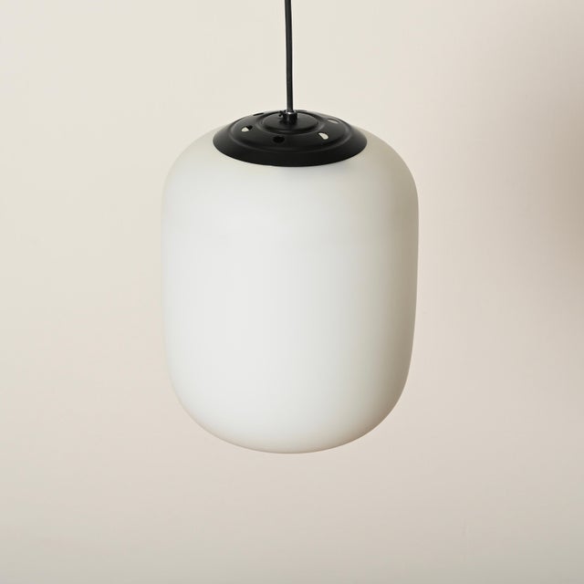 1960s Mid-Century Pendants in Opaline Glass and Metal from Stilnovo, Italy, 1960s, Set of 2 For Sale - Image 5 of 12