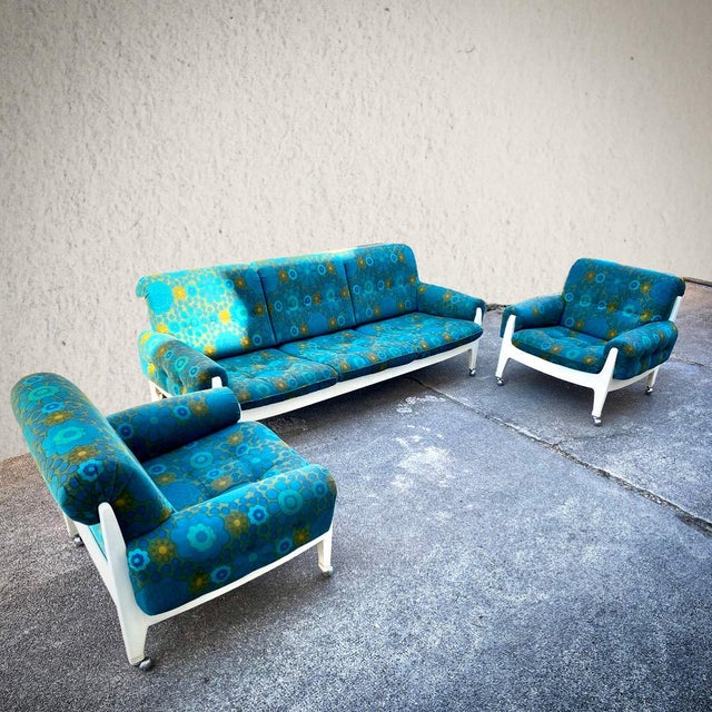 Space Age Flower Power Living Room Set, 1970s, Set of 3 For Sale - Image 4 of 18