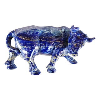 Bull Sculpture in Lapis Lazuli, 1980s For Sale