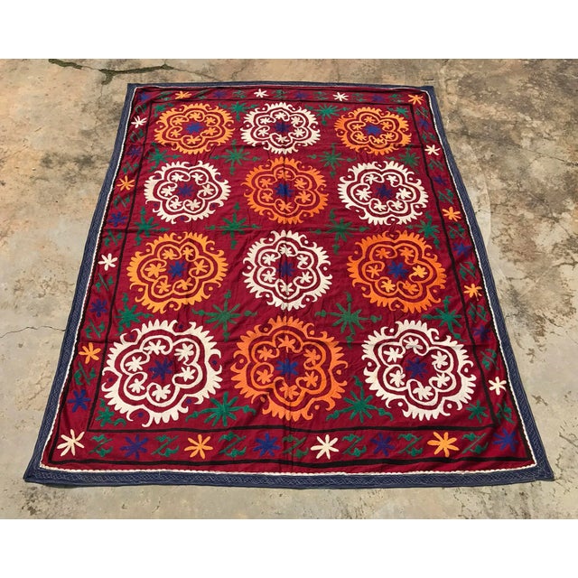 Flower Design Suzani Tapestry For Sale - Image 4 of 6