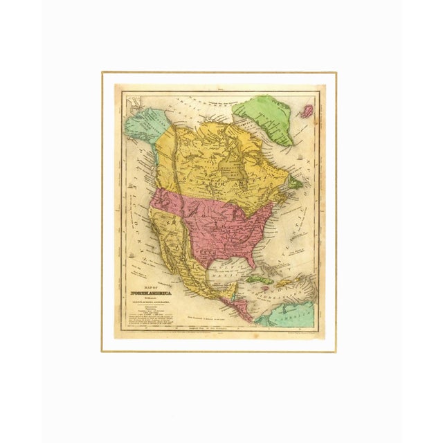 1844 Vintage America & Texas Republic Map Chairish