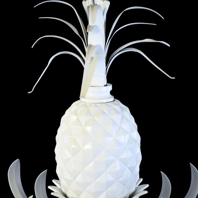 Coastal Late 20th Century Coastal White Pineapple Chandelier For Sale - Image 3 of 4
